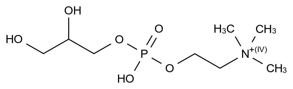 2-(((2,3-Dihydroxypropoxy)(hydroxy)phosphoryl)oxy)-N,N,N-trimethylethan-1-aminium hydroxide结构式