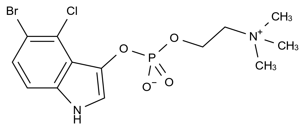 5-溴-4-氯-1H-吲哚-3-基(2-(三甲基氨基)乙基)磷酸酯结构式