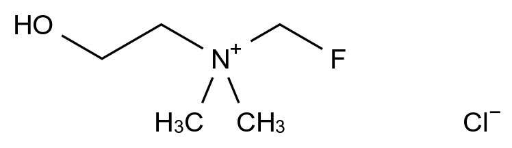 N-(Fluoromethyl)-2-hydroxy-N,N-dimethylethanaminium chloride结构式