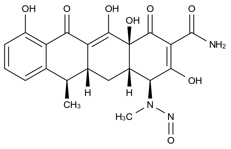 N-亚硝基-4-单甲氨基-6-脱氧四环素结构式