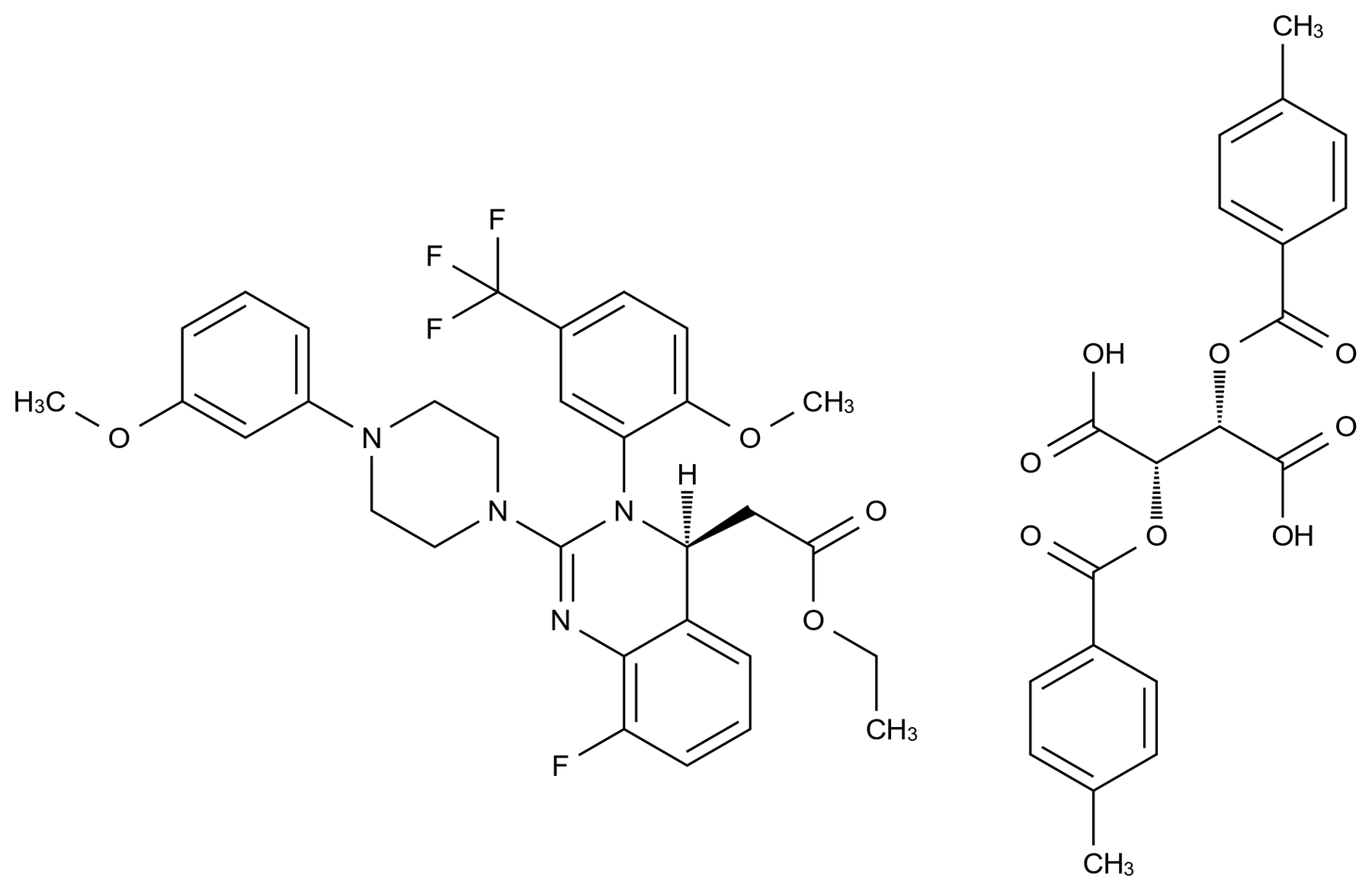 来特莫韦乙酯 (+)-二对甲苯酰-D-酒石酸盐结构式