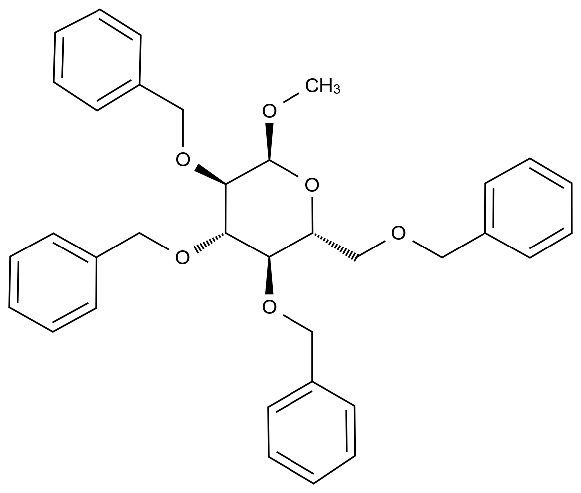 17791-37-6 2,3,4,6-四-O-(苄基)-α-D-葡萄吡喃糖苷甲酯结构式
