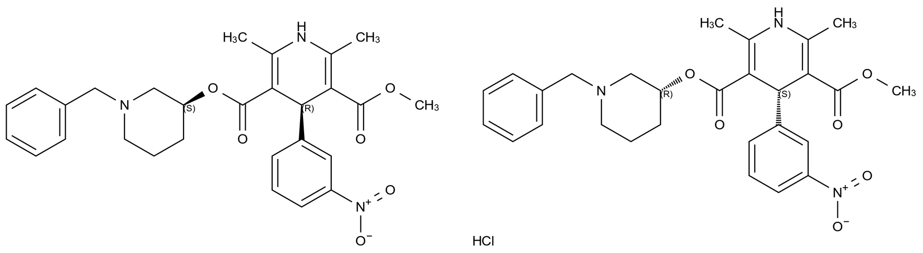 91599-76-7 (R,S)(S,R)-盐酸贝尼地平结构式