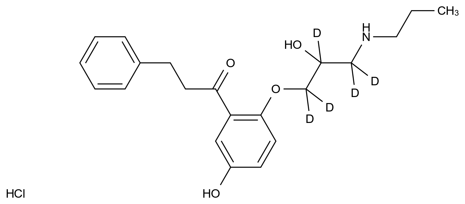 1215370-87-8 5-Hydroxy Propafenone-d5 Hydrochloride结构式