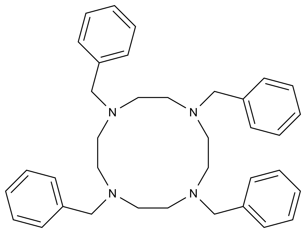 18084-64-5 1,4,7,10-Tetrabenzyl-1,4,7,10-tetraazacyclododecane结构式