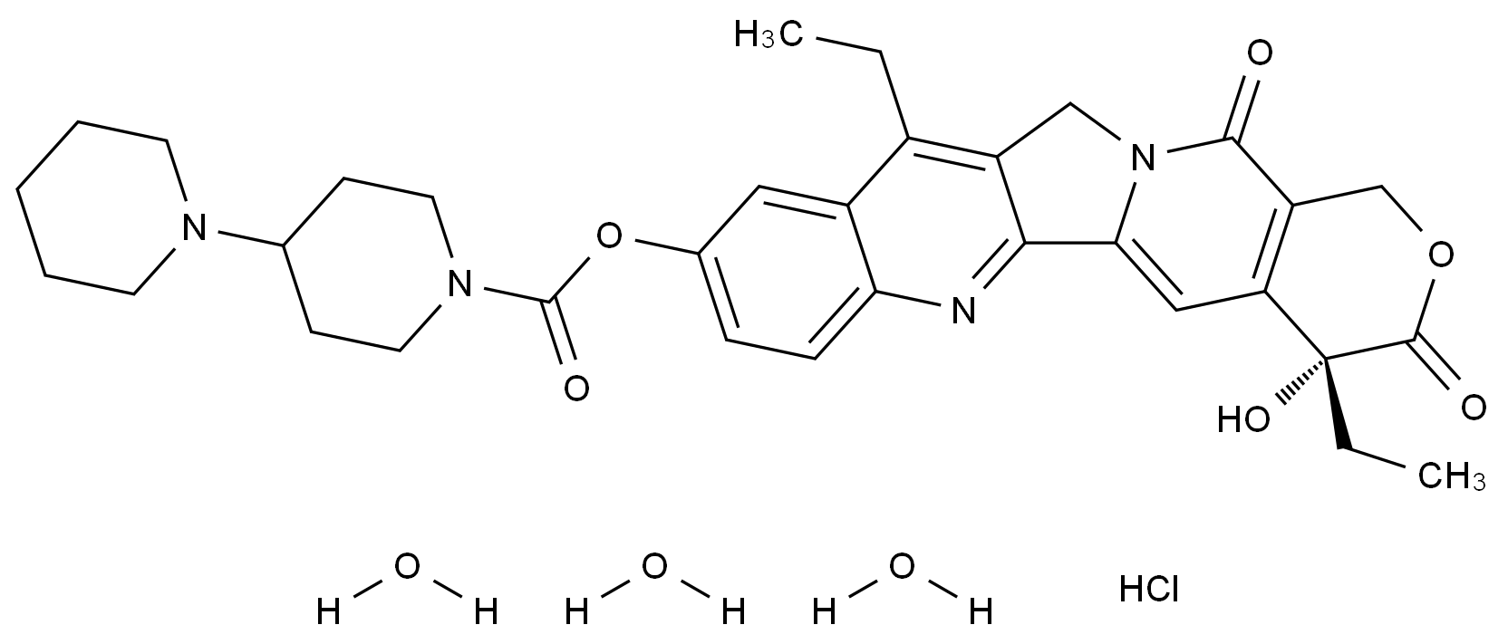 3105679-83-9 伊立替康EP杂质L盐酸盐三水合物结构式