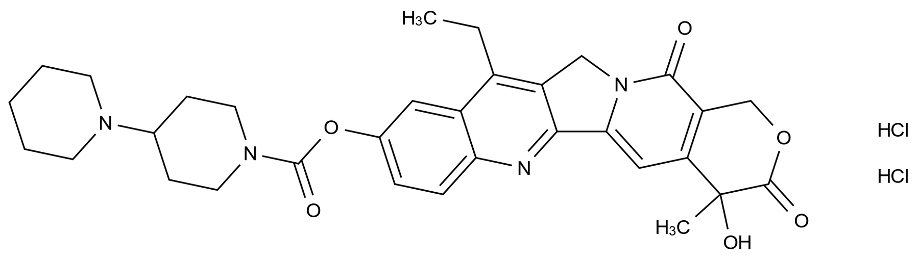 伊立替康相关杂质C两分子盐酸盐结构式