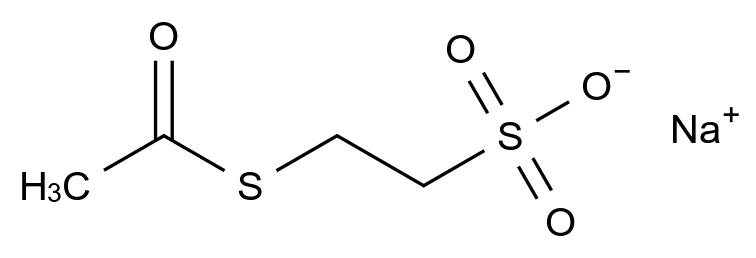 76274-71-0 2-(乙酰基硫代)乙基磺酸钠结构式