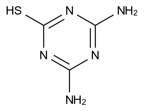 767-17-9 4,6-二氨基-1,3,5-三嗪-2-硫醇结构式