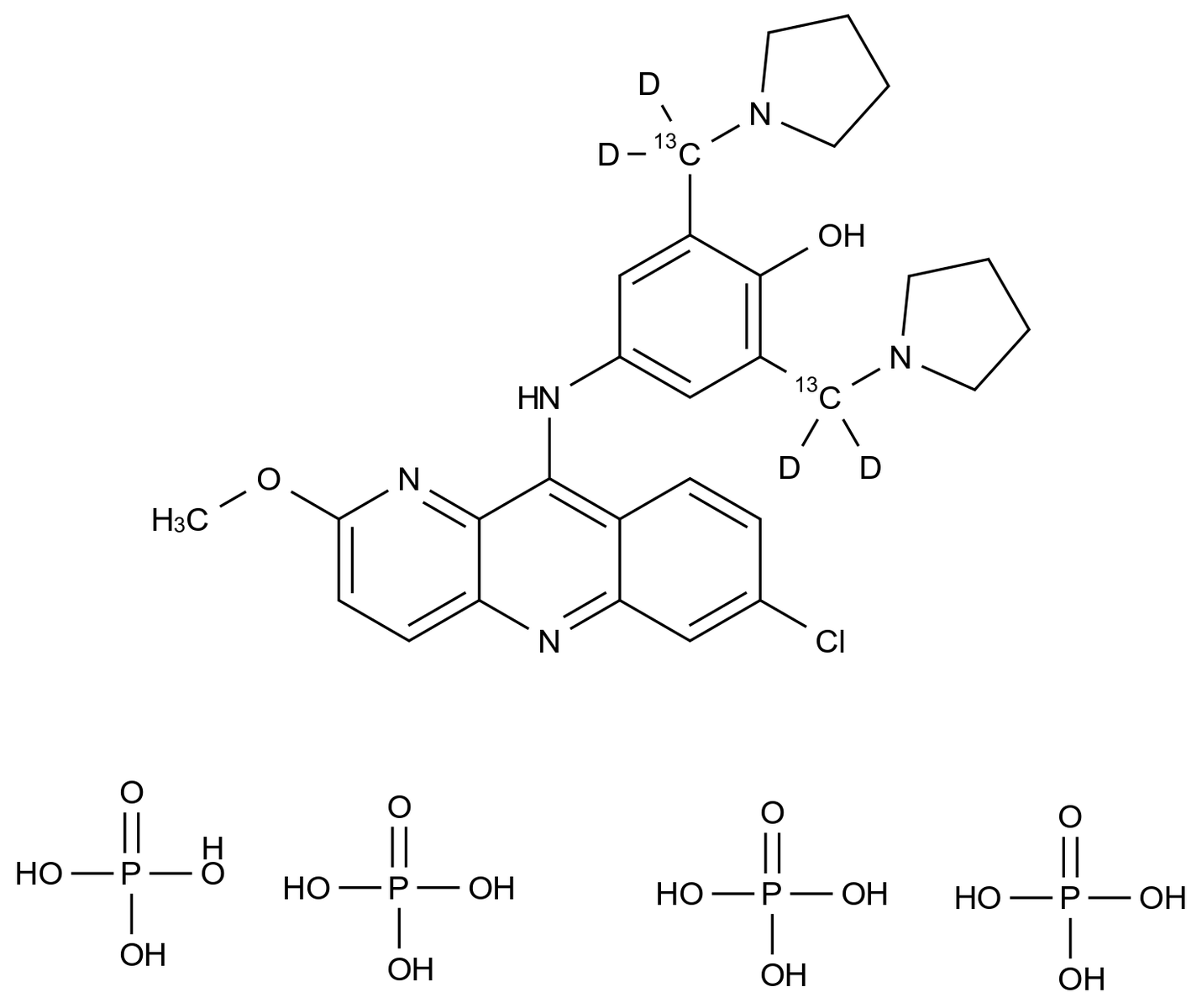 吡咯烷-13C2,d4 四磷酸盐结构式