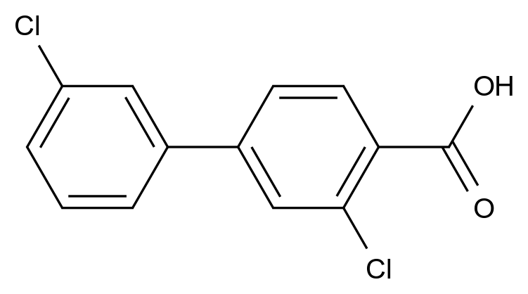 2-氯-4-（3-氯苯基）苯甲酸结构式