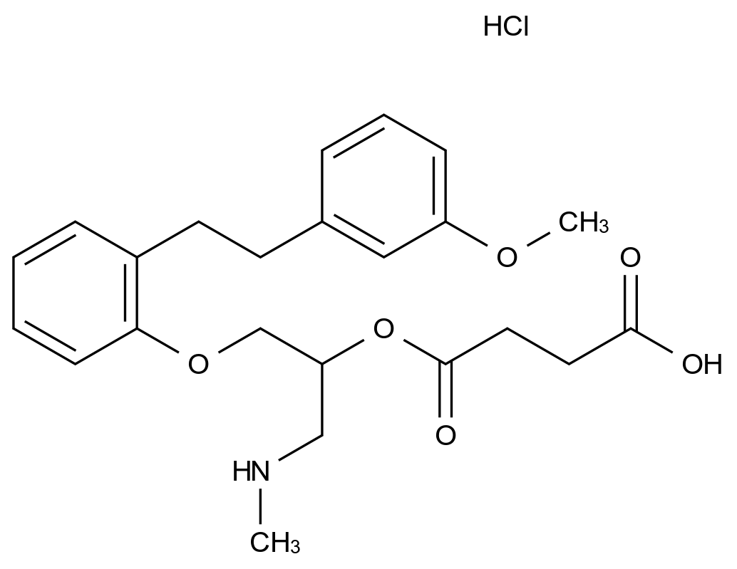 4-((1-(2-(3-甲氧基苯乙基)苯氧基)-3-(甲氨基)丙烷-2-基)氧基)-4-氧代丁酸结构式
