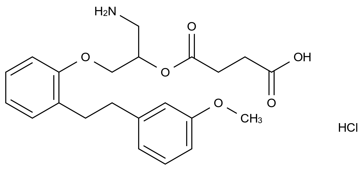 4-((1-氨基-3-(2-(3-甲氧基苯乙基)苯氧基)丙烷-2-基)氧基)-4-氧代丁酸 盐酸盐结构式