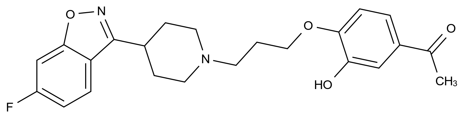 1-(4-(3-(4-(6-Fluoro-1,2-benzisoxazol-3-yl)-1-piperidinyl)propoxy)-3-hydroxyphenyl)ethanone结构式