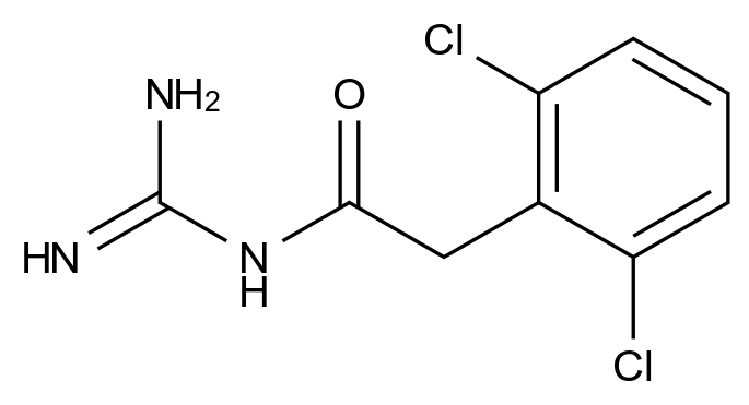 N-甲脒基-2-(2,6-二氯苯基)乙酰胺结构式