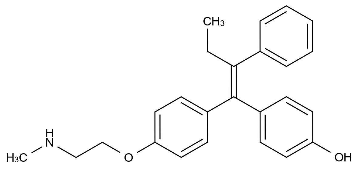 (Z)-4-羟基-N-去甲基他莫昔芬(安多昔芬)结构式
