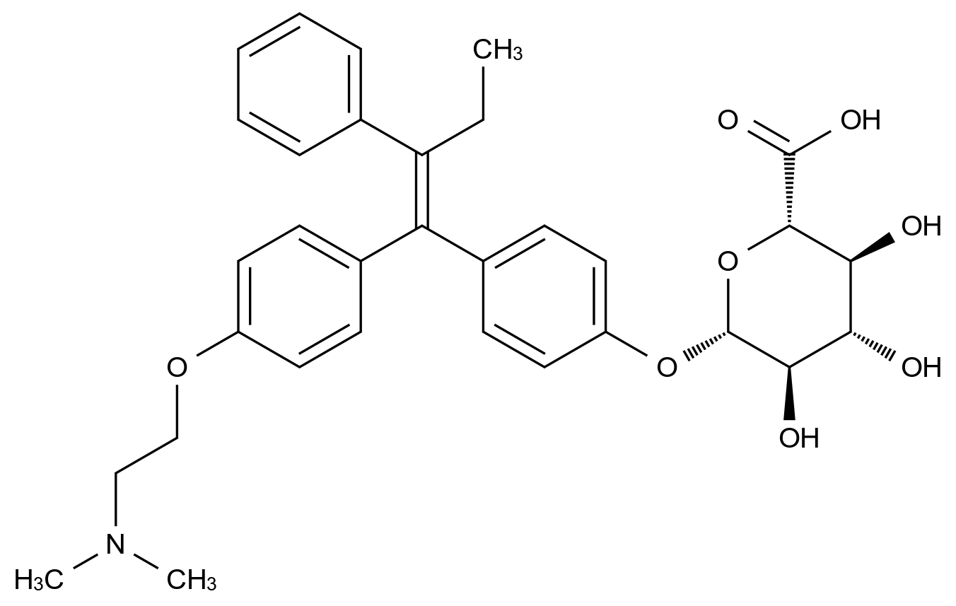 (E)-4-Hydroxy Tamoxifen O-b-D-Glucuronide (>90%)结构式