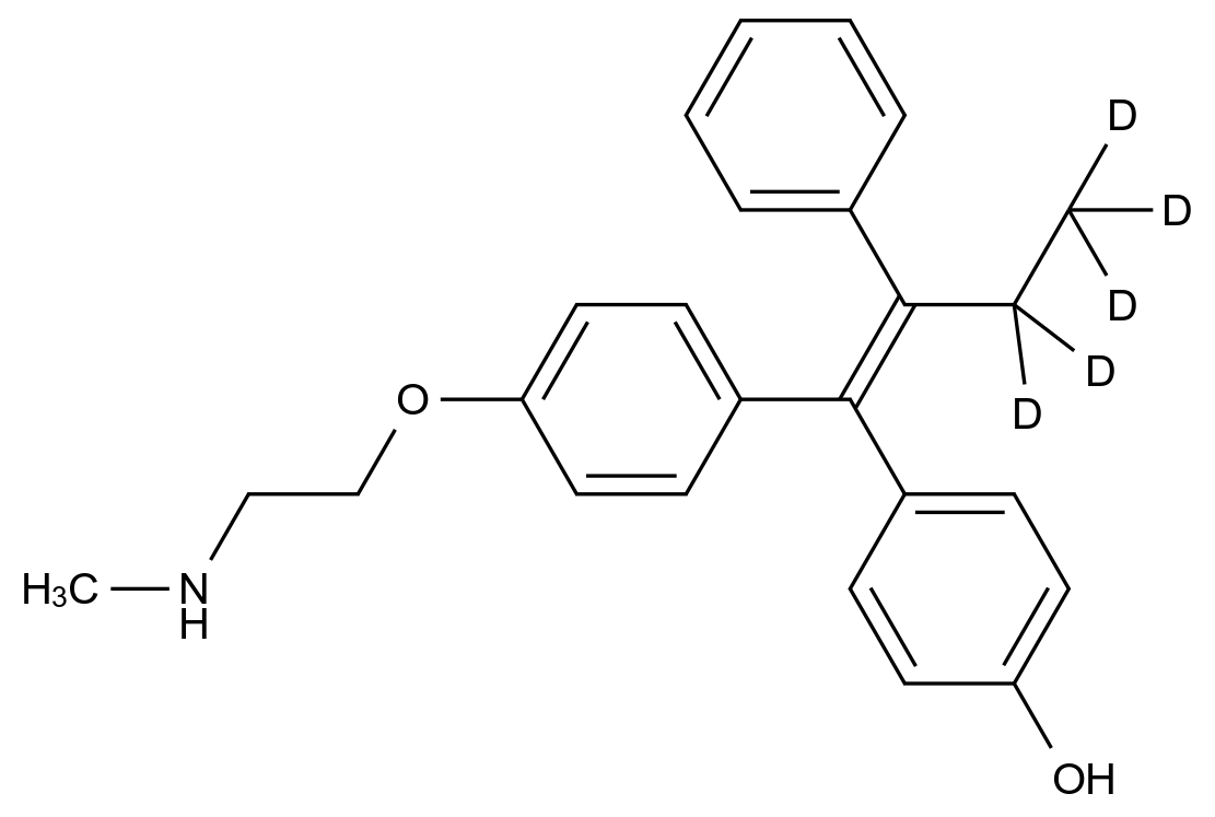 N-Desmethyl-4-hydroxy Tamoxifen-d5 (1:1 E/Z Mixture)结构式