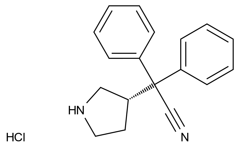 (S)-2,2-Diphenyl-2-(pyrrolidin-3-yl)acetonitrile Hydrochloride结构式