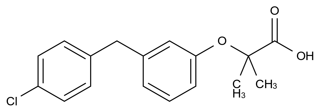 2-(3-(4-Chlorobenzyl)phenoxy)-2-methylpropanoic acid结构式