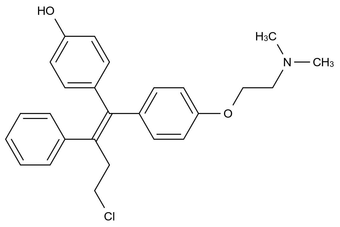 (E)-4-Hydroxy Toremifene (~5% Z-isomer)结构式