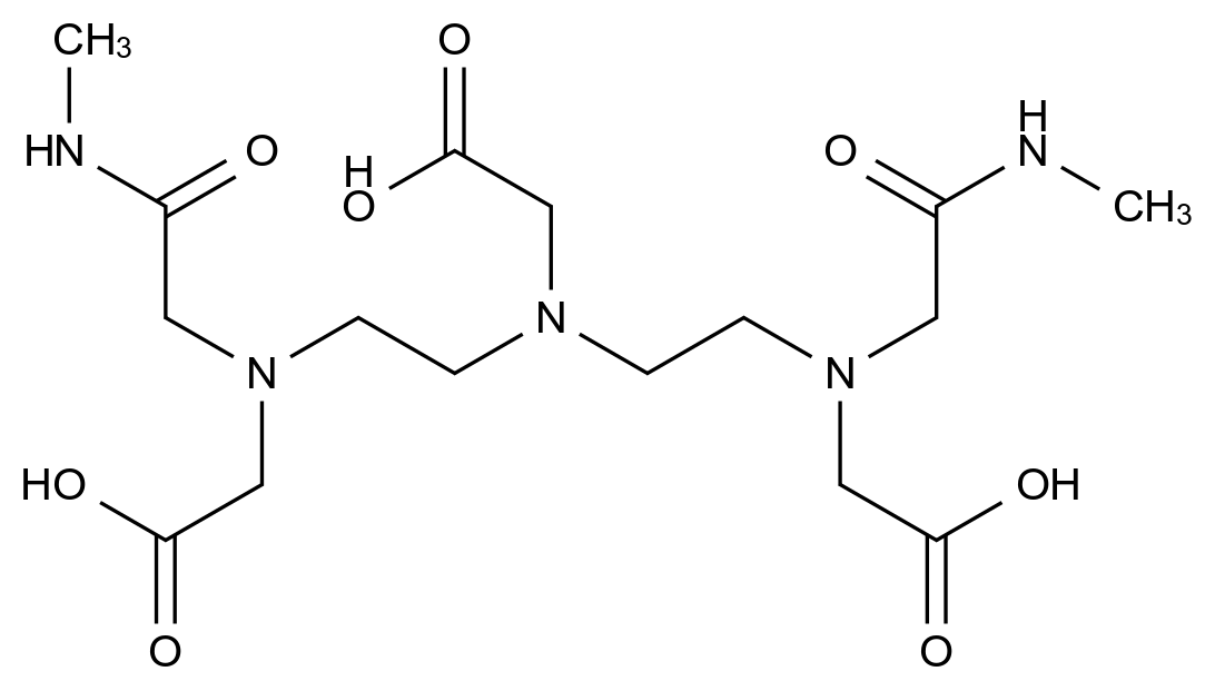 5,8-双(羧甲基)-11-(2-(甲氨基)-2-氧乙基)-3-氧代-2,5,8,11-四氮杂十三烷13-酸结构式